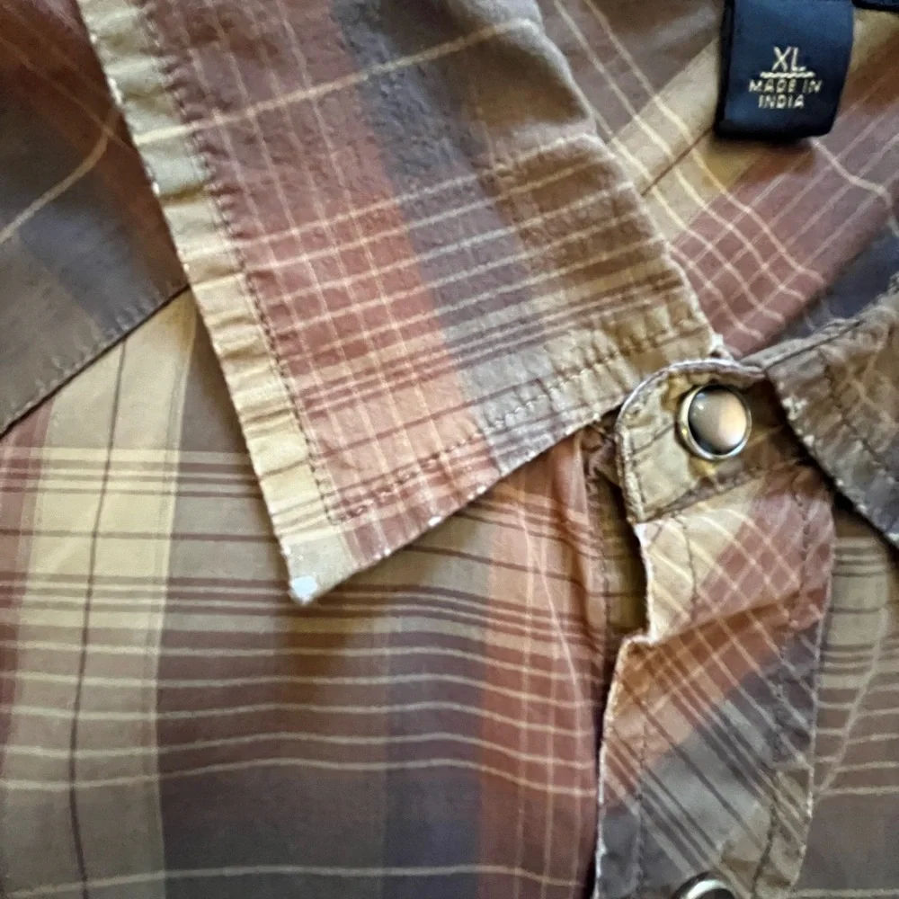 Banana Republic Brown and Tan Checkered Casual Shirt